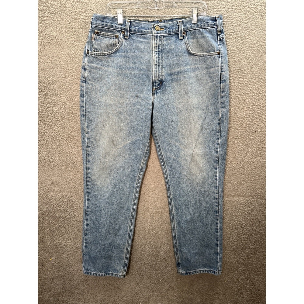 Carhartt Jeans Mens 38x30 Blue Traditional Fit Workwear Chore Barn B18 STW *